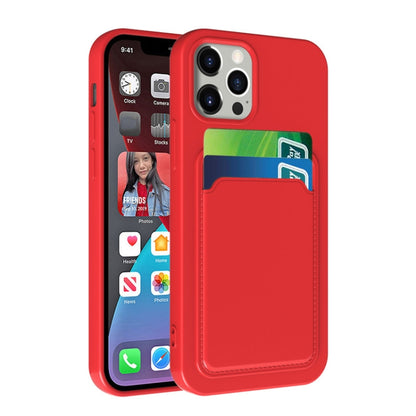 For iPhone 13 Pro TPU + Flannel Lining Shockproof Case with Card Slots (Pink Orange) - iPhone 13 Pro Cases by buy2fix | Online Shopping UK | buy2fix