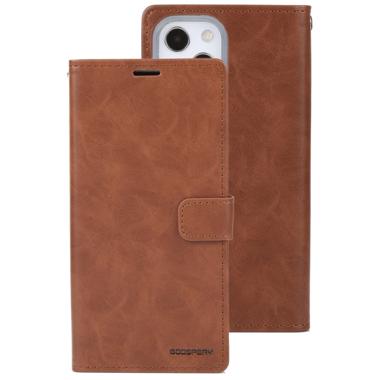 For iPhone 13 mini GOOSPERY BLUE MOON Crazy Horse Texture Horizontal Flip Leather Case with Holder & Card Slot & Wallet (Brown) - iPhone 13 mini Cases by buy2fix | Online Shopping UK | buy2fix