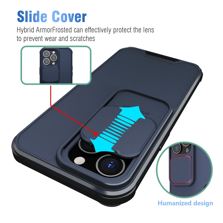 For iPhone 13 Pro Max Up and Down Sliding Camera Cover Design Shockproof TPU + PC Protective Case (Blue) - iPhone 13 Pro Max Cases by buy2fix | Online Shopping UK | buy2fix
