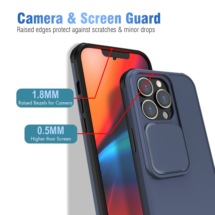 For iPhone 13 Pro Max Up and Down Sliding Camera Cover Design Shockproof TPU + PC Protective Case (Blue) - iPhone 13 Pro Max Cases by buy2fix | Online Shopping UK | buy2fix