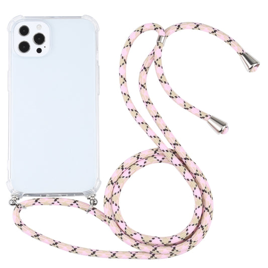 For iPhone 13 Pro Four-corner Shockproof Transparent TPU Protective Case with Lanyard (Colorful Pink) - iPhone 13 Pro Cases by buy2fix | Online Shopping UK | buy2fix