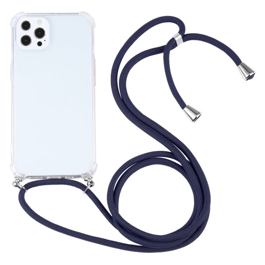 For iPhone 13 Pro Four-corner Shockproof Transparent TPU Protective Case with Lanyard (Dark Blue) - iPhone 13 Pro Cases by buy2fix | Online Shopping UK | buy2fix