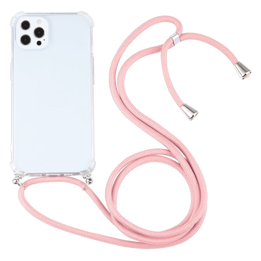 For iPhone 13 Pro Four-corner Shockproof Transparent TPU Protective Case with Lanyard (Pink) - iPhone 13 Pro Cases by buy2fix | Online Shopping UK | buy2fix