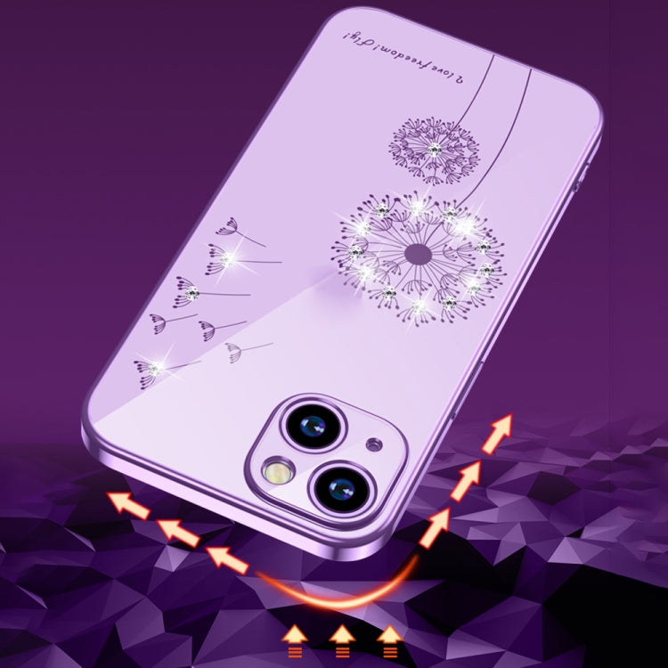 For iPhone 13 Pro Electroplating Diamond Dandelion Pattern TPU Shockproof Protective Case (Purple) - iPhone 13 Pro Cases by buy2fix | Online Shopping UK | buy2fix