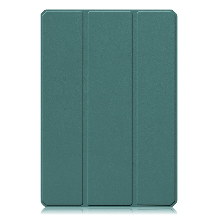 For Xiaomi Pad 5 / 5 Pro Custer Texture Horizontal Flip Leather Case with Three-folding Holder & Sleep / Wake-up Function(Dark Green) - More Tablet Cases by buy2fix | Online Shopping UK | buy2fix