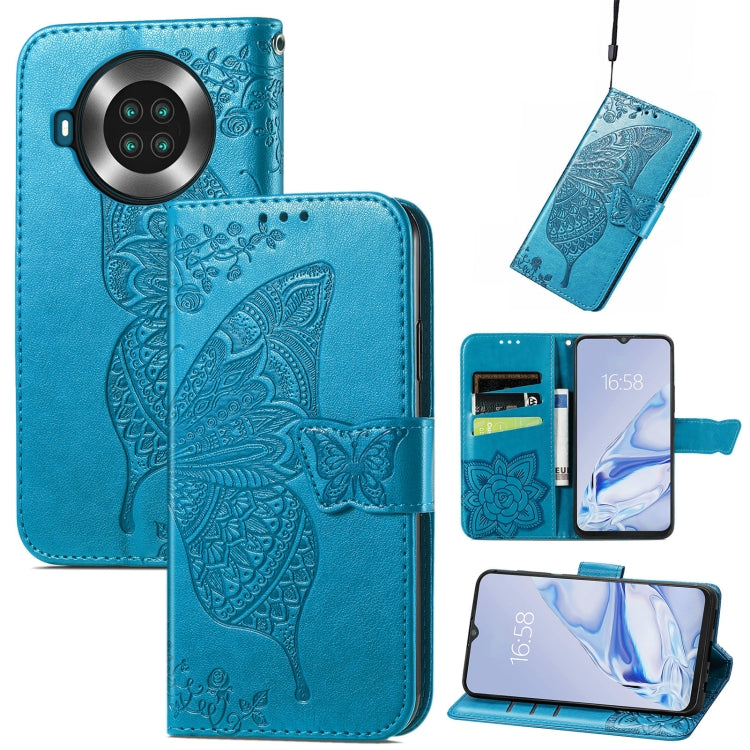 Butterfly Love Flowers Embossed Horizontal Flip Leather Case with Holder & Card Slots & Wallet & Lanyard For CUBOT Note 20(Blue) - More Brand by buy2fix | Online Shopping UK | buy2fix