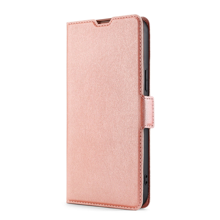 For iPhone 13 Ultra-thin Voltage Side Buckle PU + TPU Horizontal Flip Leather Case with Holder & Card Slot(Rose Gold) - iPhone 13 Cases by buy2fix | Online Shopping UK | buy2fix