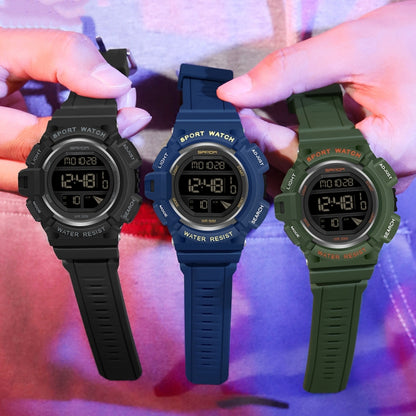 SANDA 2106 LED Digital Display Luminous Alarm Clock Men Outdoor Sports Electronic Watch(Dark Blue) - LED Digital Watches by SANDA | Online Shopping UK | buy2fix