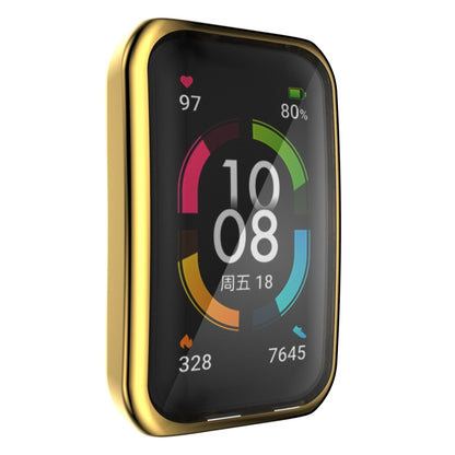 For Huawei Band 6 / 6 Pro / Honor Band 6 Full Coverage TPU Electroplating Protective Case Cover(Gold) - Watch Cases by buy2fix | Online Shopping UK | buy2fix