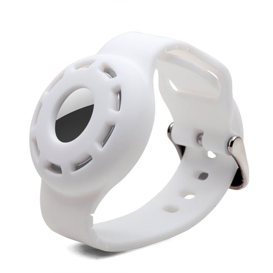 Anti-scratch Shockproof Silicone Bracelet Strap Protective Cover Case For AirTag(White) - Watch Strap Series by buy2fix | Online Shopping UK | buy2fix