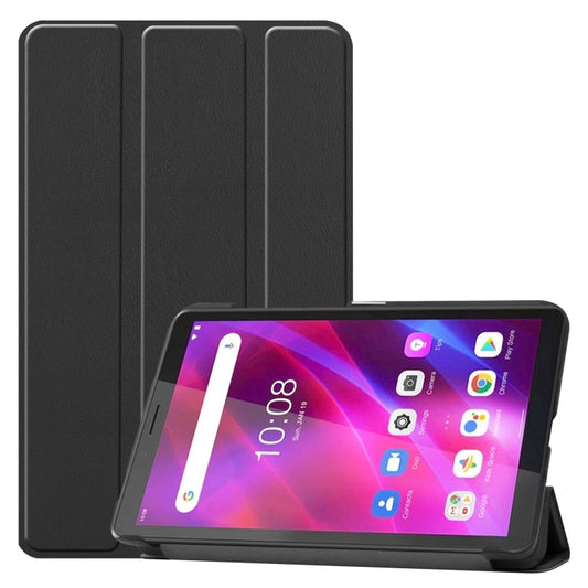 For Lenovo Tab M7 3rd Gen Custer Texture Horizontal Flip Leather Case with Three-folding Holder(Black) - Lenovo by buy2fix | Online Shopping UK | buy2fix