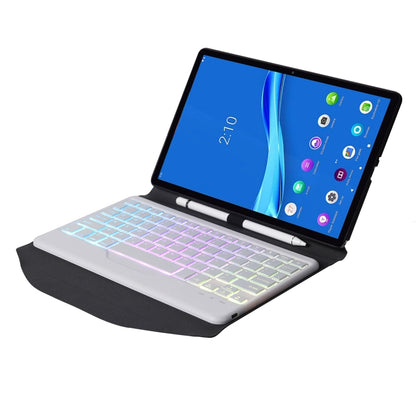 BM10S Backlight Edition Diamond Texture Detachable Bluetooth Keyboard Leather Tablet Case with Pen Slot & Triangular Back Support For Lenovo Smart Tab M10 HPD Plus TB-X606F 10.3 inch(Black White) - Lenovo Keyboard by buy2fix | Online Shopping UK | buy2fix