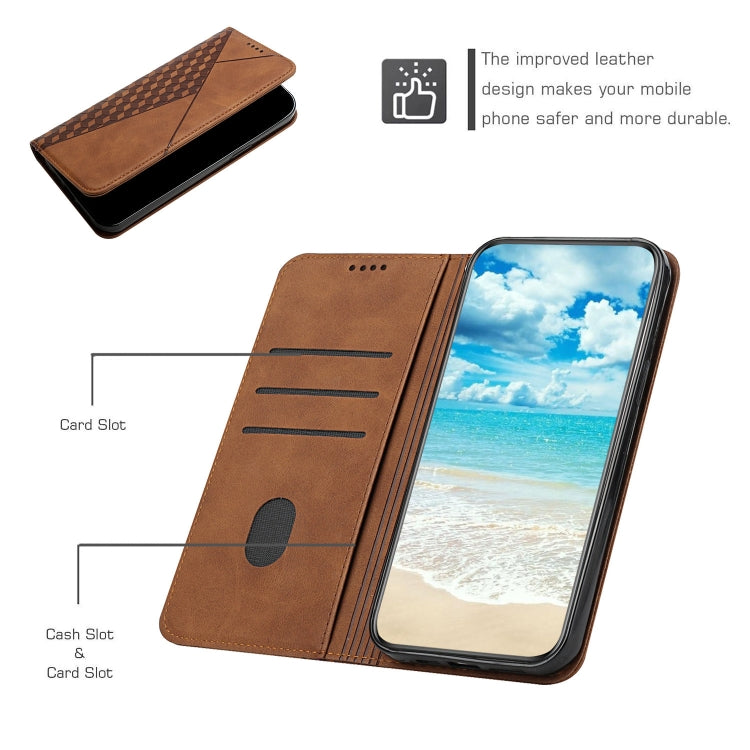 For Samsung Galaxy S21+ 5G Diamond Pattern Splicing Skin Feel Magnetic Horizontal Flip Leather Case with Card Slots & Holder & Wallet(Brown) - Galaxy S21+ 5G Cases by buy2fix | Online Shopping UK | buy2fix