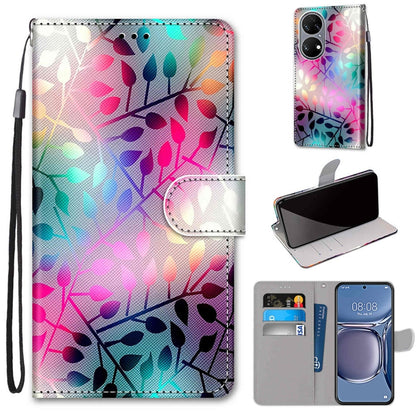 For Huawei P50 Coloured Drawing Cross Texture Horizontal Flip PU Leather Case with Holder & Card Slots & Wallet & Lanyard(Translucent Glass) - Huawei Cases by buy2fix | Online Shopping UK | buy2fix