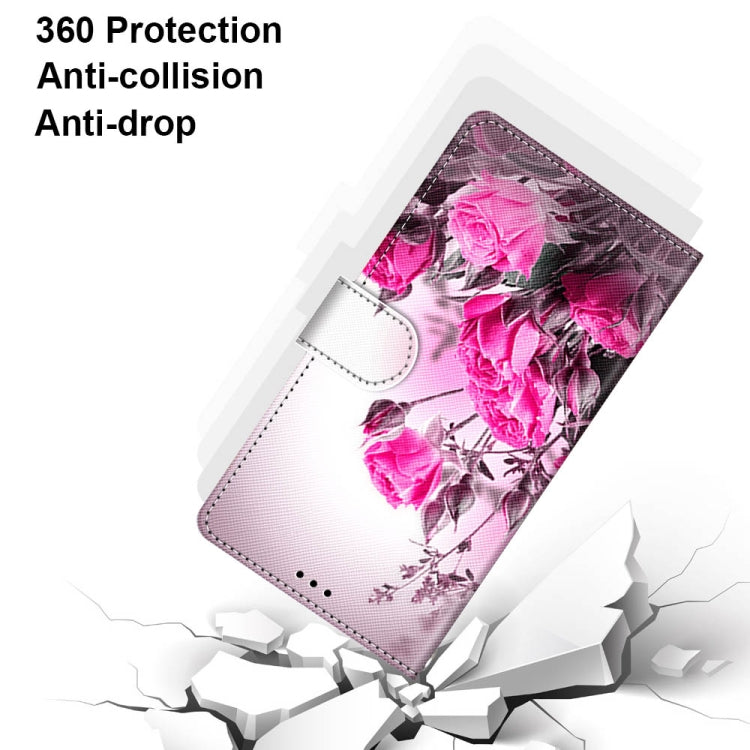 For Huawei P50 Pro Coloured Drawing Cross Texture Horizontal Flip PU Leather Case with Holder & Card Slots & Wallet & Lanyard(Wild Rose) - Huawei Cases by buy2fix | Online Shopping UK | buy2fix