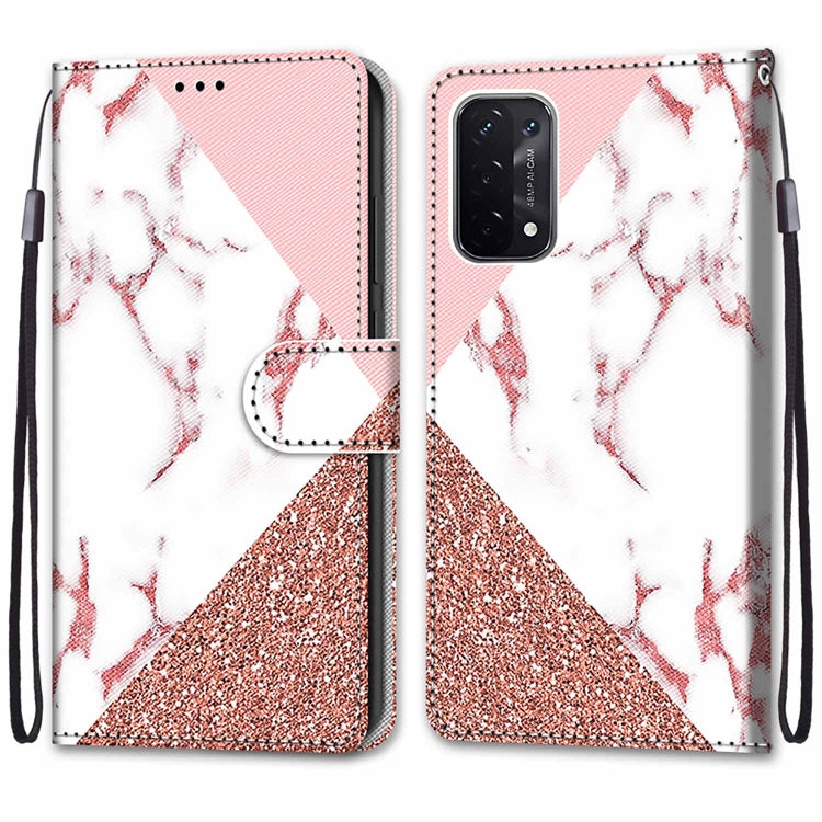 For OPPO A93 5G / A93s 5G / A54 5G / A74 5G Coloured Drawing Cross Texture Horizontal Flip PU Leather Case with Holder & Card Slots & Wallet & Lanyard(Pink Stone Texture) - OPPO Cases by buy2fix | Online Shopping UK | buy2fix