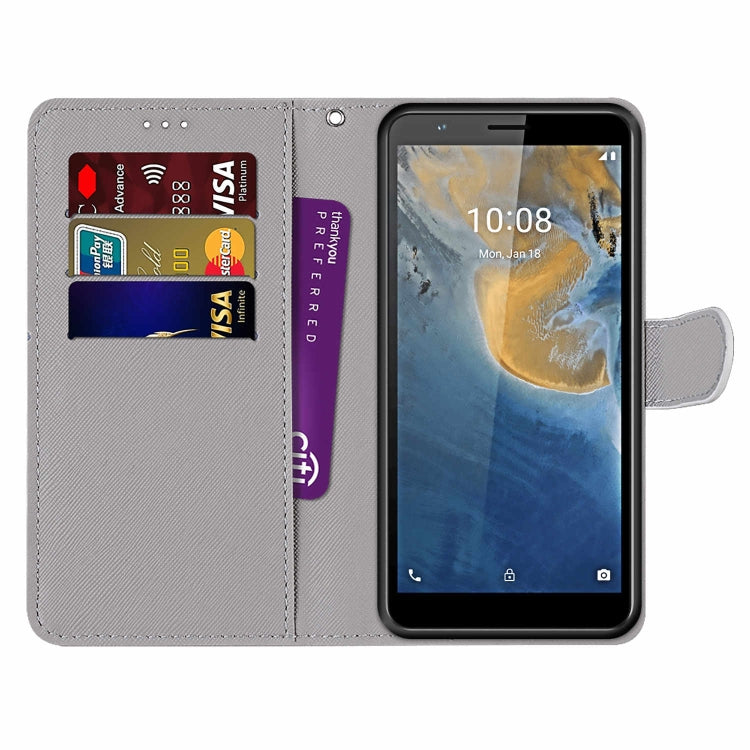 For ZTE Blade A31 Coloured Drawing Cross Texture Horizontal Flip PU Leather Case with Holder & Card Slots & Wallet & Lanyard(Big Cat Holding Kitten) - ZTE Cases by buy2fix | Online Shopping UK | buy2fix