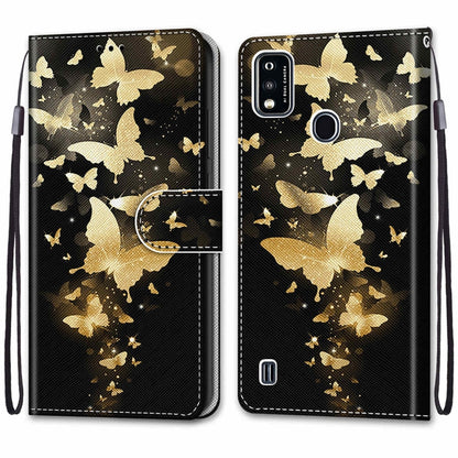 For ZTE Blade A51 Coloured Drawing Cross Texture Horizontal Flip PU Leather Case with Holder & Card Slots & Wallet & Lanyard(Golden Butterfly Group) - ZTE Cases by buy2fix | Online Shopping UK | buy2fix