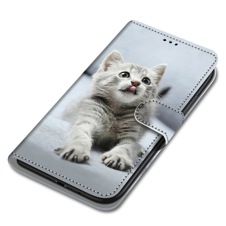 For ZTE Blade A51 Coloured Drawing Cross Texture Horizontal Flip PU Leather Case with Holder & Card Slots & Wallet & Lanyard(Small Gray Cat) - ZTE Cases by buy2fix | Online Shopping UK | buy2fix