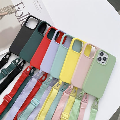 For iPhone 13 Pro Elastic Silicone Protective Case with Wide Neck Lanyard (Green) - iPhone 13 Pro Cases by buy2fix | Online Shopping UK | buy2fix