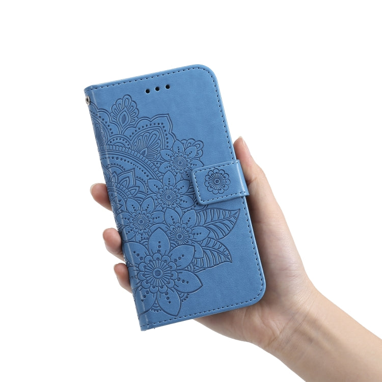 For OPPO Realme GT Master / Realme Q3 Pro 7-petal Flowers Embossing Pattern Horizontal Flip PU Leather Case with Holder & Card Slots & Wallet & Photo Frame(Blue) - Realme Cases by buy2fix | Online Shopping UK | buy2fix