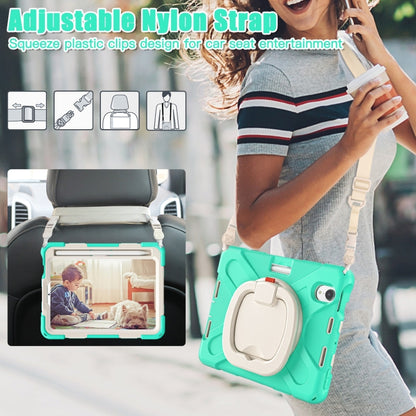 For iPad mini 6 Silicone + PC Protective Tablet Case with Holder & Shoulder Strap(Mint Green) - iPad mini 6 Cases by buy2fix | Online Shopping UK | buy2fix