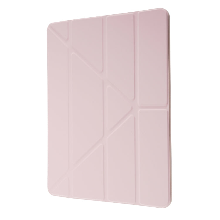 For iPad 10.2 2021 / 2020 / 2019 Deformation Transparent Acrylic Horizontal Flip PU Leather Case with Multi-folding Holder & Sleep / Wake-up Function & Pen Slot(Rose Gold) - iPad 10.2 Cases by buy2fix | Online Shopping UK | buy2fix