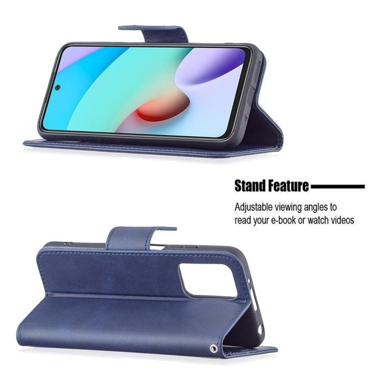 For Xiaomi Redmi 10 Retro Lambskin Texture Pure Color Horizontal Flip PU Leather Case with Holder & Card Slots & Wallet & Lanyard(Blue) - Xiaomi Cases by buy2fix | Online Shopping UK | buy2fix