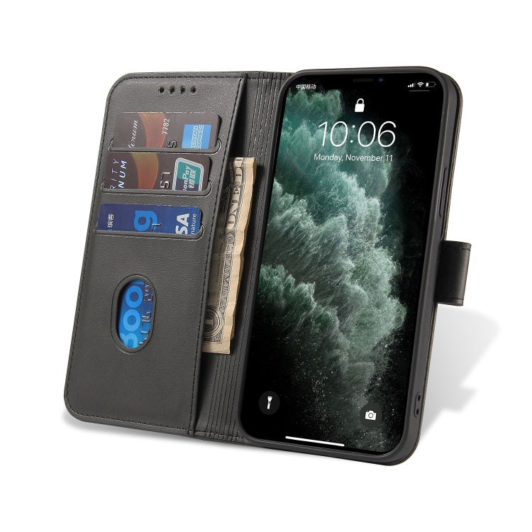 For iPhone 12 / 12 Pro Calf Texture Buckle Horizontal Flip Leather Case with Holder & Card Slots & Wallet(Black) - iPhone 12 / 12 Pro Cases by buy2fix | Online Shopping UK | buy2fix