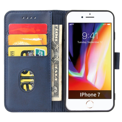 For iPhone SE 2022 / SE 2020 / 8 / 7 Calf Texture Buckle Horizontal Flip Leather Case with Holder & Card Slots & Wallet(Blue) - iPhone SE 2022 / 2020 / 8 / 7 Cases by buy2fix | Online Shopping UK | buy2fix