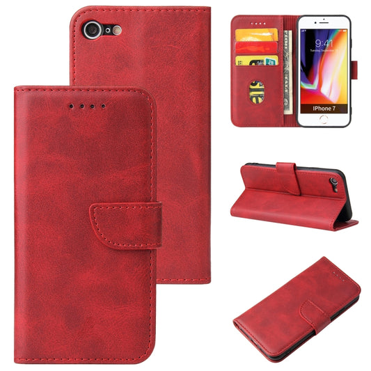 For iPhone SE 2022 / SE 2020 / 8 / 7 Calf Texture Buckle Horizontal Flip Leather Case with Holder & Card Slots & Wallet(Red) - iPhone SE 2022 / 2020 / 8 / 7 Cases by buy2fix | Online Shopping UK | buy2fix