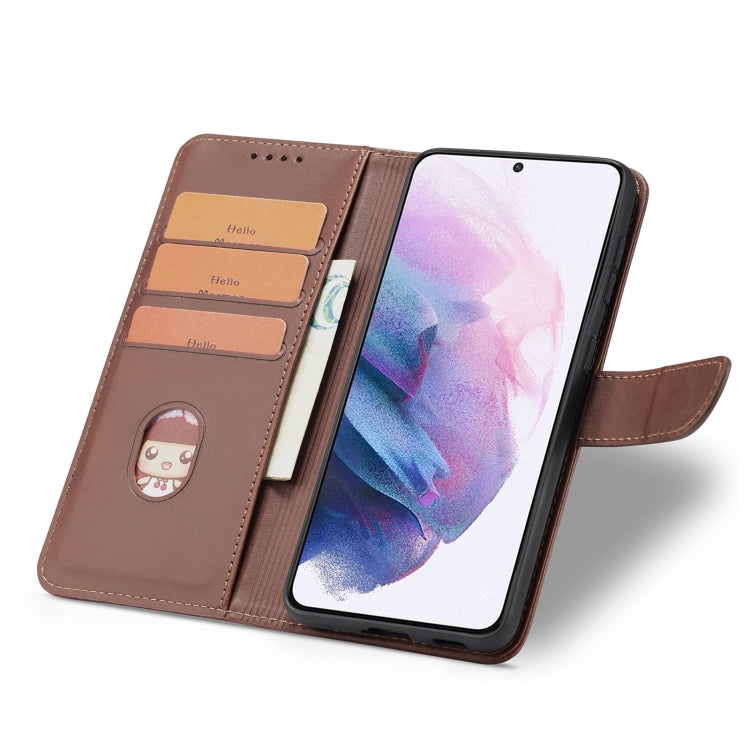 For Samsung Galaxy S21+ 5G Calf Texture Buckle Horizontal Flip Leather Case with Holder & Card Slots & Wallet(Brown) - Galaxy S21+ 5G Cases by buy2fix | Online Shopping UK | buy2fix