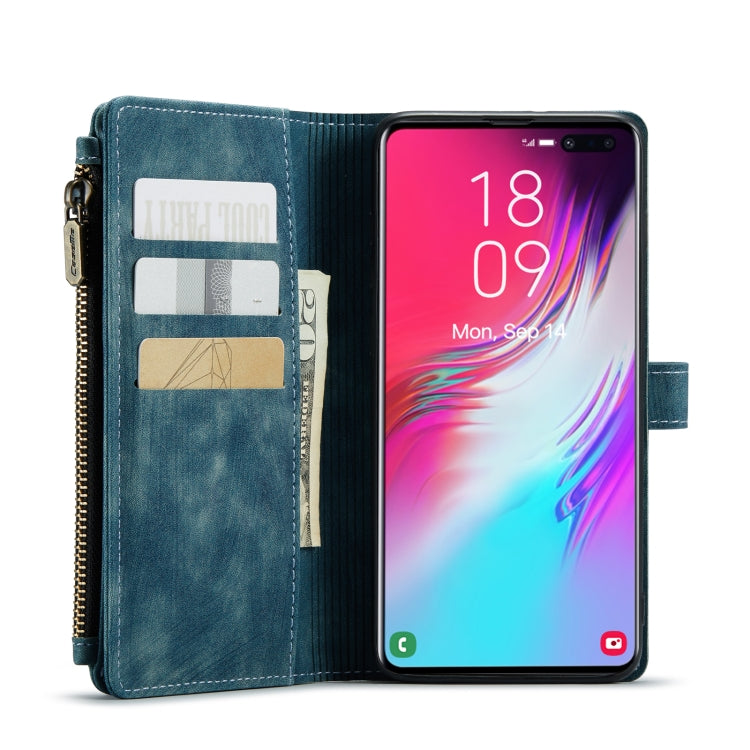 For Samsung Galaxy S10+ CaseMe-C30 PU + TPU Multifunctional Horizontal Flip Leather Case with Holder & Card Slot & Wallet & Zipper Pocket(Blue) - Galaxy Phone Cases by CaseMe | Online Shopping UK | buy2fix