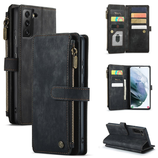 For Samsung Galaxy S21 5G CaseMe-C30 PU + TPU Multifunctional Horizontal Flip Leather Case with Holder & Card Slot & Wallet & Zipper Pocket(Black) - Galaxy S21 5G Cases by CaseMe | Online Shopping UK | buy2fix