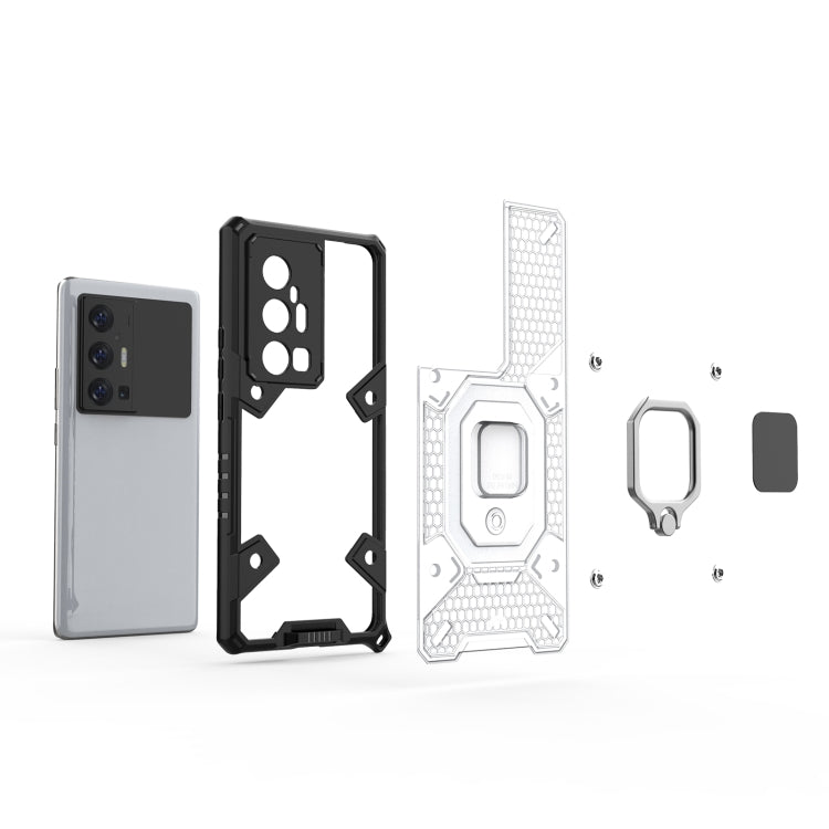 For vivo X70 Pro+ Space PC+TPU Shockproof Case with Ring Holder(Grey) - vivo Cases by buy2fix | Online Shopping UK | buy2fix