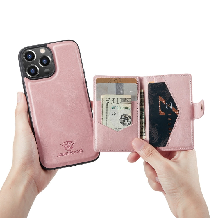 For iPhone 13 JEEHOOD Retro Magnetic Detachable Protective Case with Wallet & Card Slot & Holder(Pink) - iPhone 13 Cases by JEEHOOD | Online Shopping UK | buy2fix