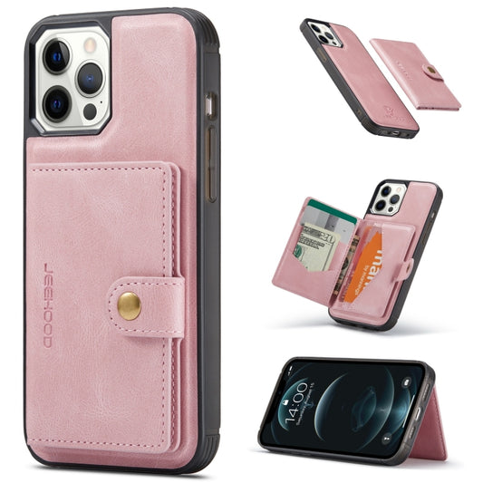 For iPhone 13 Pro Max JEEHOOD Retro Magnetic Detachable Protective Case with Wallet & Card Slot & Holder (Pink) - iPhone 13 Pro Max Cases by JEEHOOD | Online Shopping UK | buy2fix
