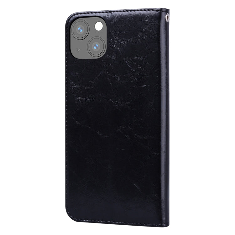 For iPhone 13 Business Style Oil Wax Texture Horizontal Flip Leather Case with Holder & Card Slots & Wallet(Black) - iPhone 13 Cases by buy2fix | Online Shopping UK | buy2fix