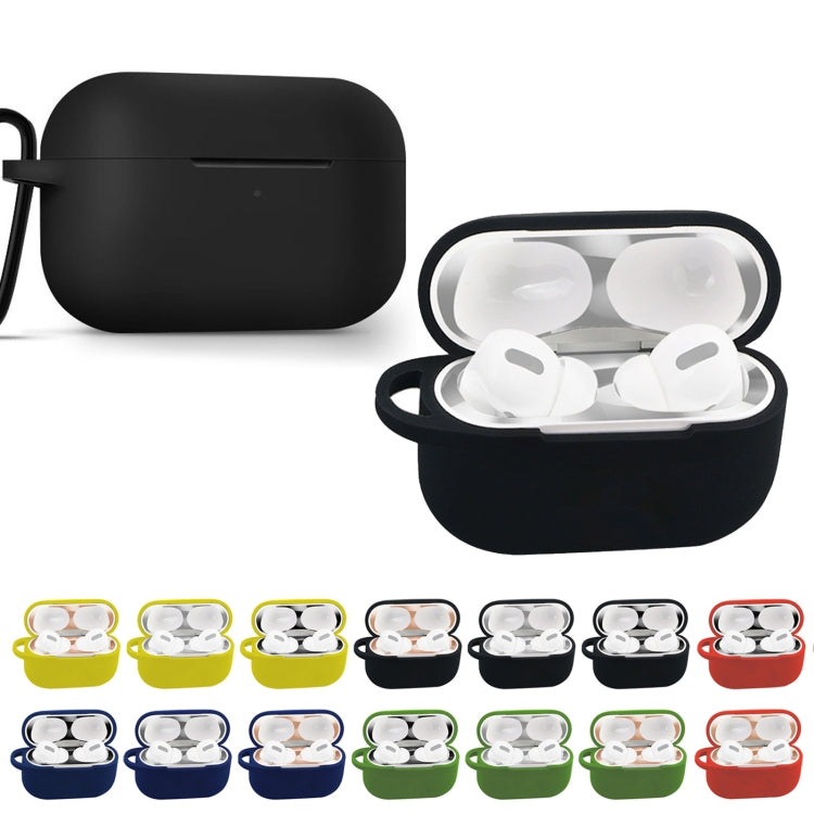 For AirPods Pro Silicone Wireless Earphone Protective Case Storage Box with Hook & Anti-drop Rope(Black+Black Inner Sticker) - For AirPods Pro by buy2fix | Online Shopping UK | buy2fix