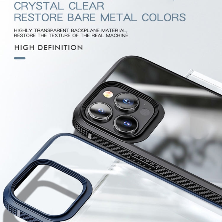 For iPhone 13 MG Series Carbon Fiber TPU + Clear PC Four-corner Airbag Shockproof Case Pro(Blue) - iPhone 13 Cases by buy2fix | Online Shopping UK | buy2fix