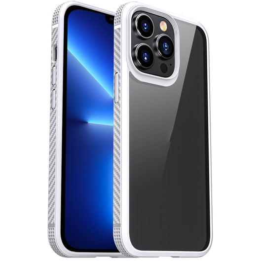 For iPhone 13 Pro Max MG Series Carbon Fiber TPU + Clear PC Four-corner Airbag Shockproof Case (White) - iPhone 13 Pro Max Cases by buy2fix | Online Shopping UK | buy2fix