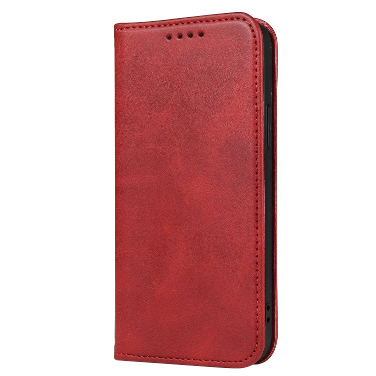 For iPhone 12 mini Calf Texture Magnetic Horizontal Flip Leather Case with Holder & Card Slots & Wallet (Red) - iPhone 12 mini Cases by buy2fix | Online Shopping UK | buy2fix