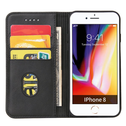 For iPhone SE 2022 / SE 2020 / 8 / 7 Calf Texture Magnetic Horizontal Flip Leather Case with Holder & Card Slots & Wallet(Black) - iPhone SE 2022 / 2020 / 8 / 7 Cases by buy2fix | Online Shopping UK | buy2fix