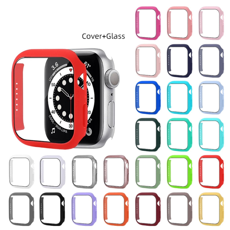 Shockproof PC Protective Case with Tempered Glass Film For Apple Watch Series 8 / 7 41mm(Dark Blue) - Watch Cases by buy2fix | Online Shopping UK | buy2fix