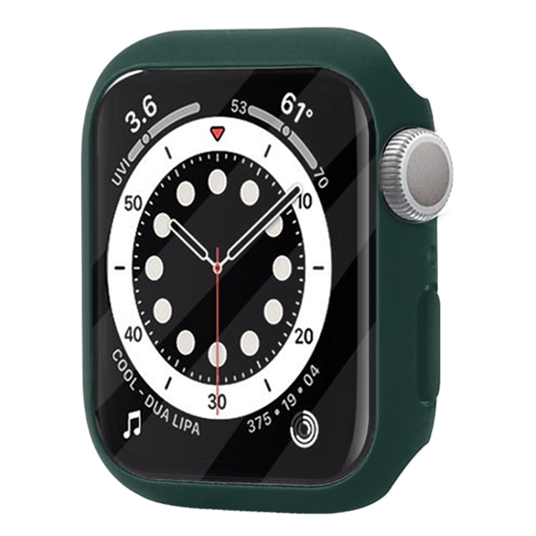 Shockproof PC Protective Case with Tempered Glass Film For Apple Watch Series 8 / 7 41mm(Dark Green) - Watch Cases by buy2fix | Online Shopping UK | buy2fix