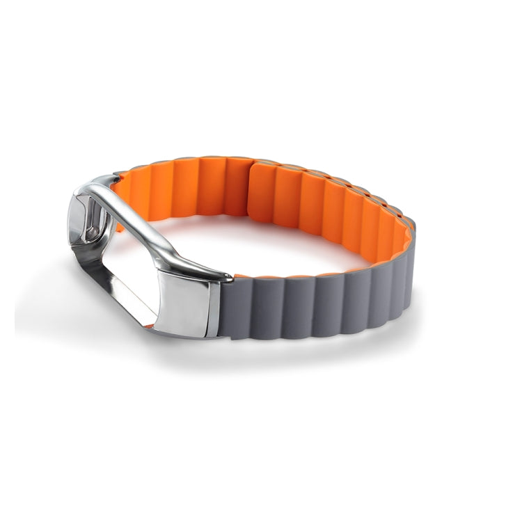 For Xiaomi Mi Band 4 / 3 Silicone Magnetic Watch Band(Grey Orange) - Watch Bands by buy2fix | Online Shopping UK | buy2fix