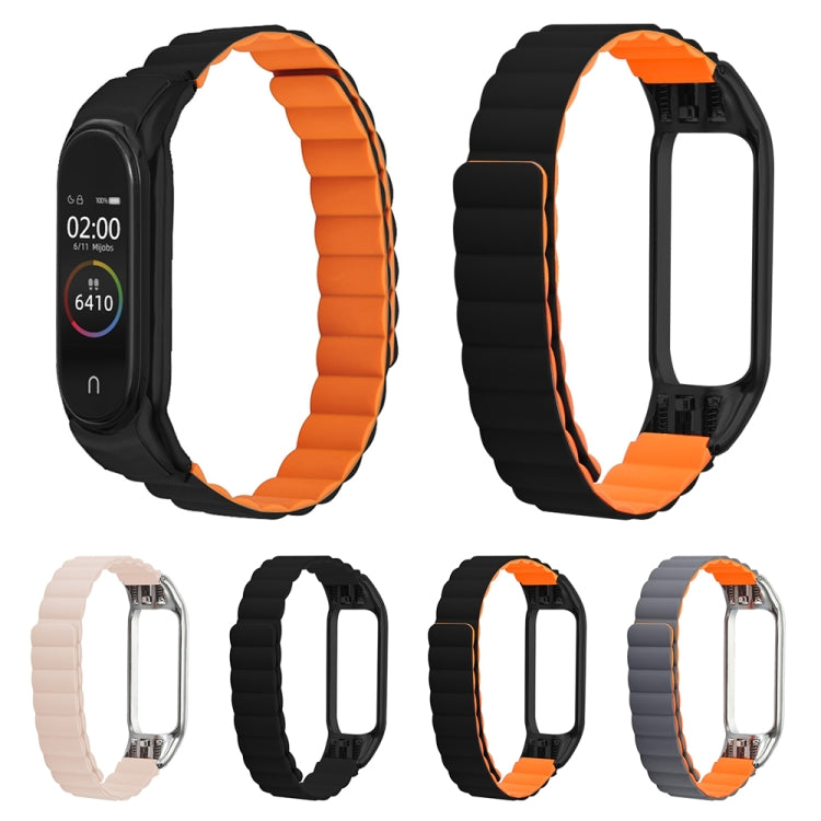 For Xiaomi Mi Band 4 / 3 Silicone Magnetic Watch Band(Grey Orange) - Watch Bands by buy2fix | Online Shopping UK | buy2fix