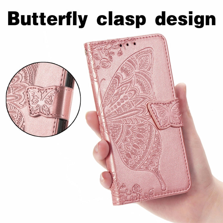 For Blackview A100 Butterfly Love Flower Embossed Horizontal Flip Leather Case with Holder & Card Slots & Wallet & Lanyard(Rose Gold) - More Brand by buy2fix | Online Shopping UK | buy2fix