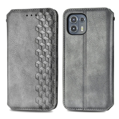For Motorola Edge 20 Lite Cubic Grid Pressed Horizontal Flip Magnetic PU Leather Case with Holder & Card Slots & Wallet(Grey) - Motorola Cases by buy2fix | Online Shopping UK | buy2fix