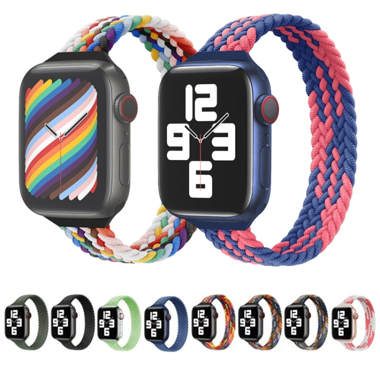 Small Waist Single Loop Nylon Braid Watch Band For Apple Watch Ultra 49mm&Watch Ultra 2 49mm / Series 9&8&7 45mm / SE 3&SE 2&6&SE&5&4 44mm / 3&2&1 42mm, Size:M 155mm(Z Pattern-Blue Pink) - Watch Bands by buy2fix | Online Shopping UK | buy2fix